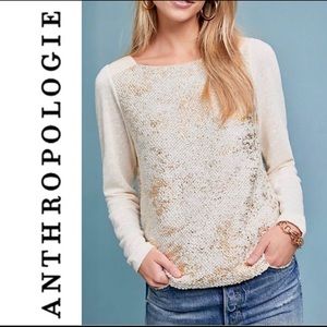 Antropologie Akemi + Kin gold foil sweater